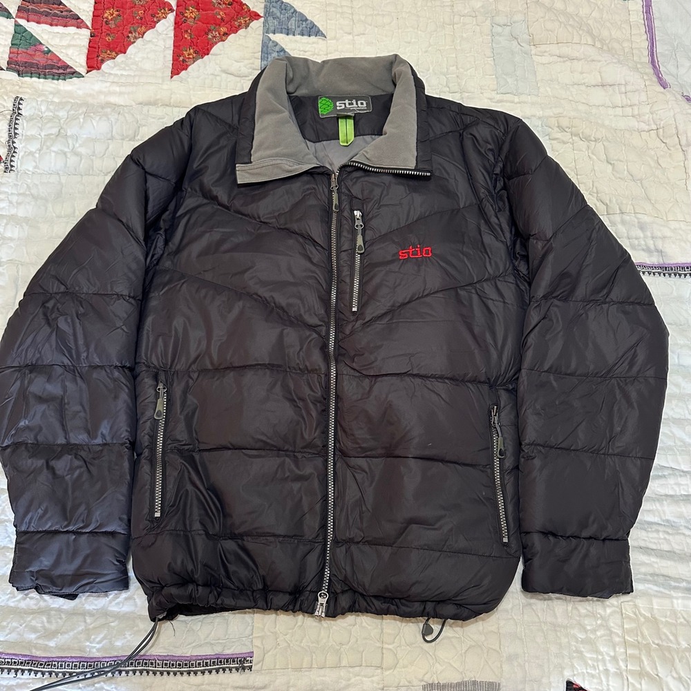 Stio Puffer Jacket Black Down Filled Full Zip Men Large 2010